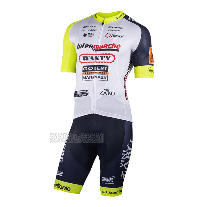 2022 Cycling Jersey Wanty-Gobert Cycling Team White Blue Short Sleeve and Bib Short